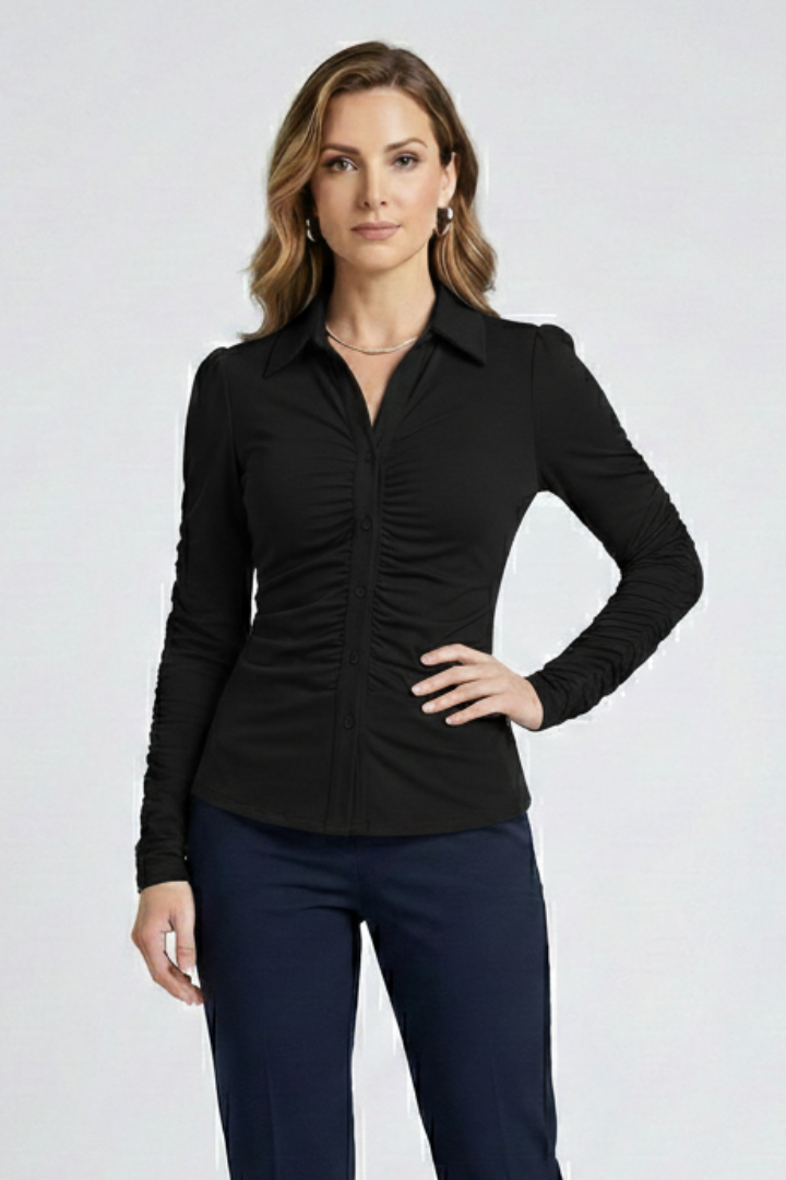 Mujer Blusa con cierre de botones y Ruched Front