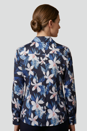 Mujer Blusa con cuello y cierre de botones