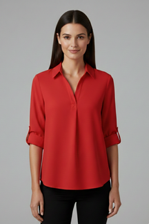 Mujer Blusa con cuello y cierre de botones