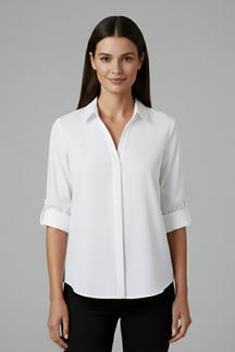 Mujer Blusa con cuello y cierre de botones