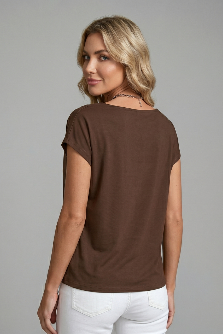 Mujer Blusa con Cowl Neck y Draped Front
