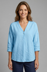 Mujer Blusa con de Cuello Redondo y cierre de botones