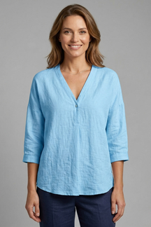 Mujer Blusa con de Cuello Redondo y cierre de botones