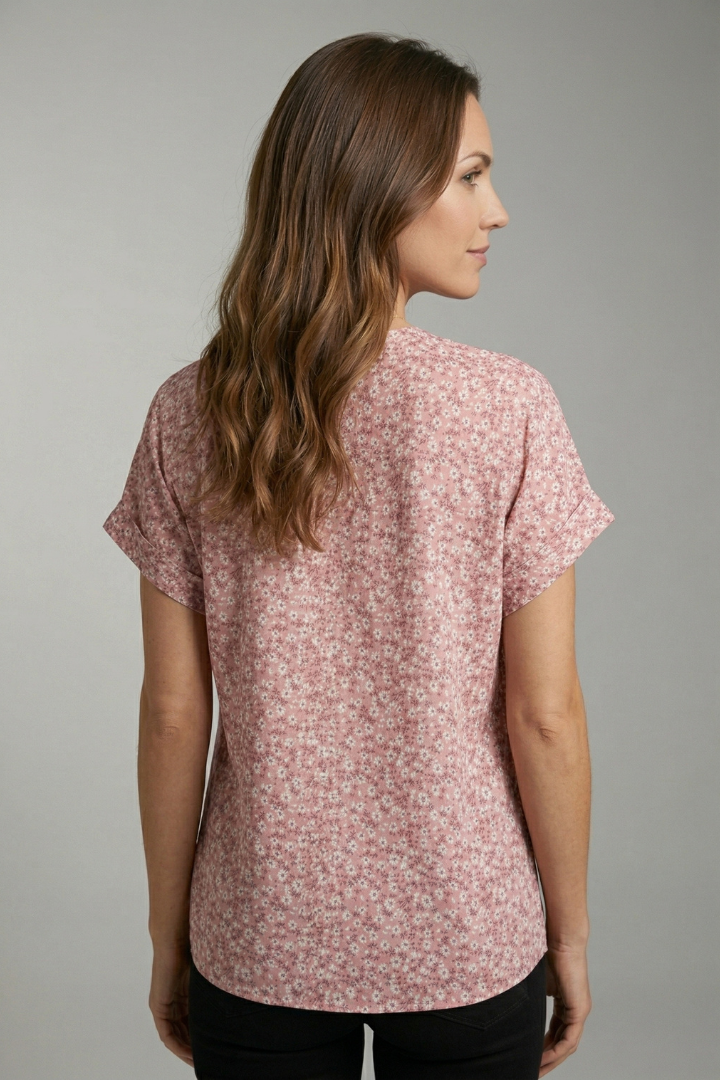 Mujer Blusa con de Cuello Redondo y