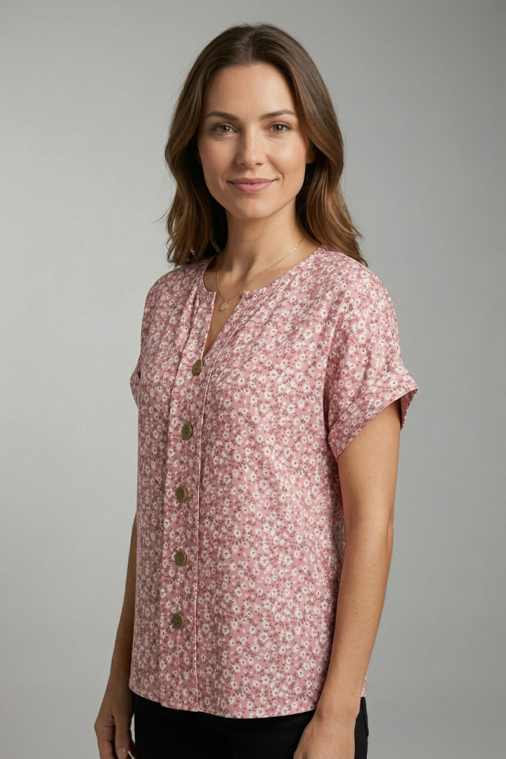 Mujer Blusa con de Cuello Redondo y