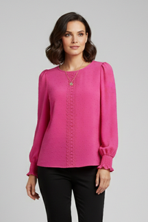 Mujer Blusa con de Cuello Redondo y Embroidered Detail