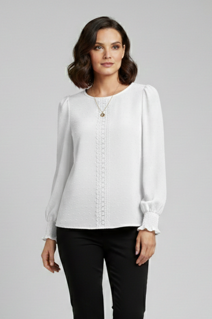 Mujer Blusa con de Cuello Redondo y Embroidered Detail