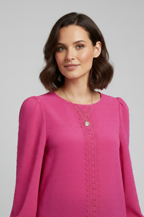 Mujer Blusa con de Cuello Redondo y Embroidered Detail