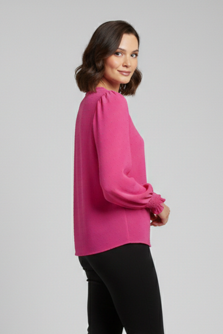 Mujer Blusa con de Cuello Redondo y Embroidered Detail