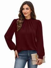 Mujer Blusa con cuello alto y Puff mangas