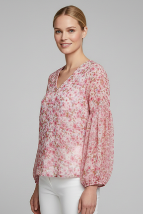 Mujer Blusa con escote en V y Floral Print