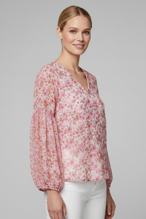 Mujer Blusa con escote en V y Floral Print