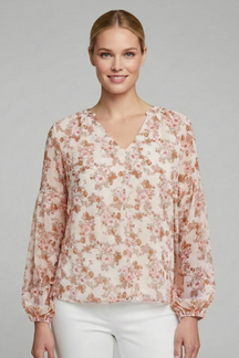 Mujer Blusa con escote en V y Floral Print