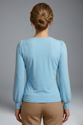 Mujer Blusa con escote en V y Ruched cintura