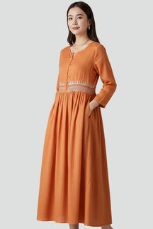 Mujer Boho Vestido con Corte Relajado
