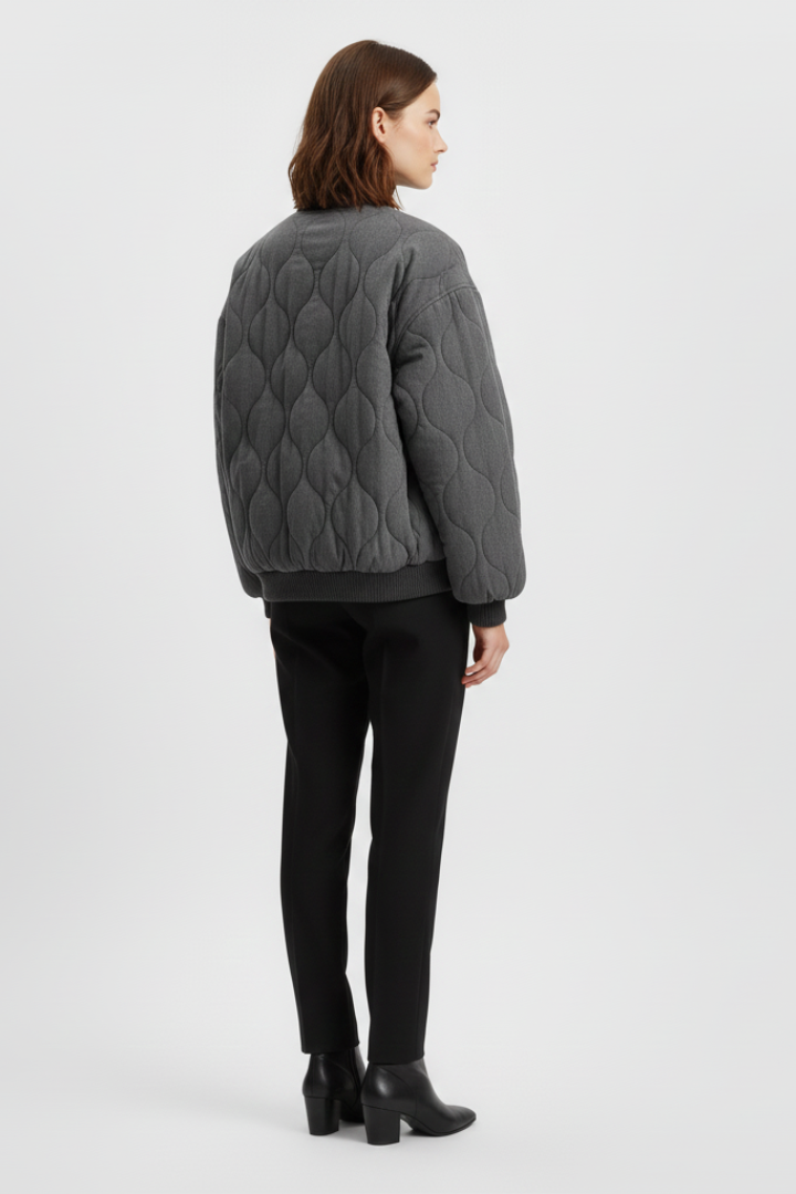 Mujer Bomber Chaqueta con Snap cierre y Acolchado Surface