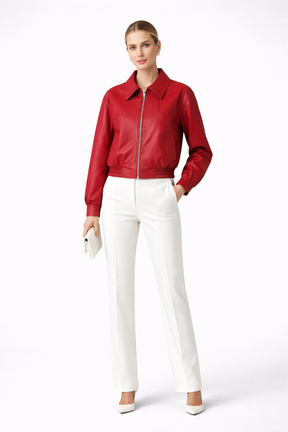 Mujer Bomber Chaqueta con cierre de cremallera y Elasticated Hem