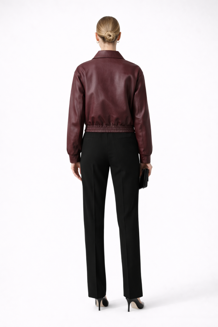 Mujer Bomber Chaqueta con cierre de cremallera y Elasticated Hem