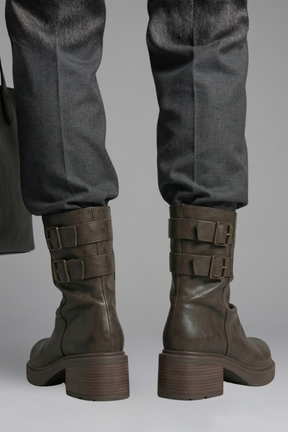 Mujer Botas con Side Buckle Accents for Fall