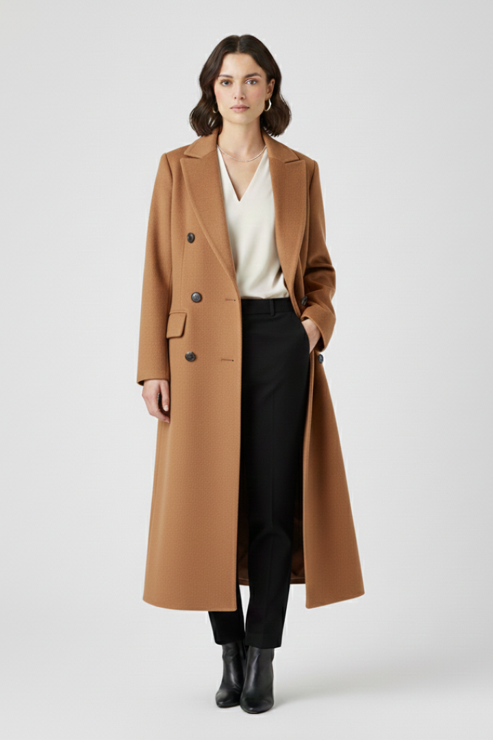 Mujer Abrigo con Lapel cuello y cierre de botones