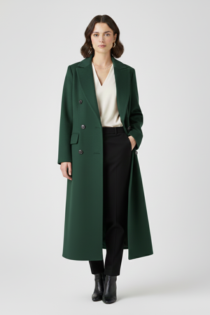 Mujer Abrigo con Lapel cuello y cierre de botones