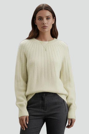 Mujer de Cuello Redondo Jersey con de Canalé Surface y Manga Largas