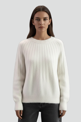 Mujer de Cuello Redondo Jersey con de Canalé Surface y Manga Largas