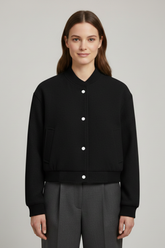 Mujer Corto Chaqueta con Snap Fastening y de Canalé Cuffs