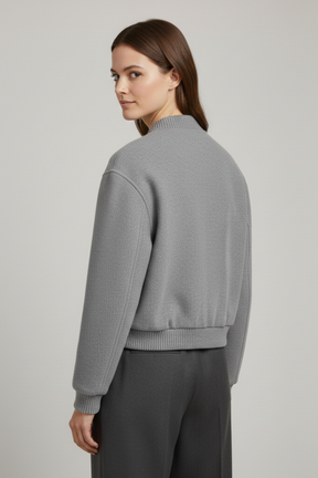 Mujer Corto Chaqueta con Snap Fastening y de Canalé Cuffs