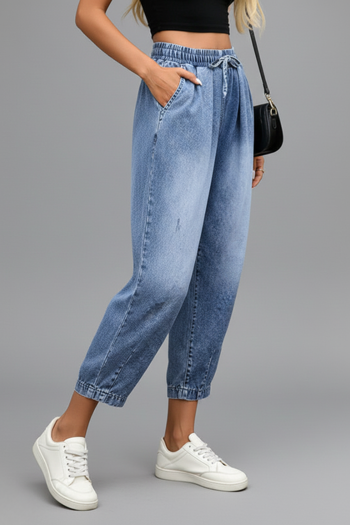 Mujer Corto Pantalón con Drawstring cintura y Pleats