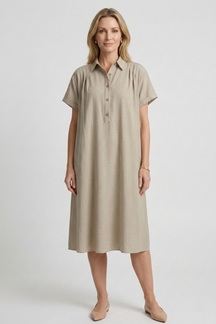 Mujer Vestido con tapeta de botones y Manga Cortas