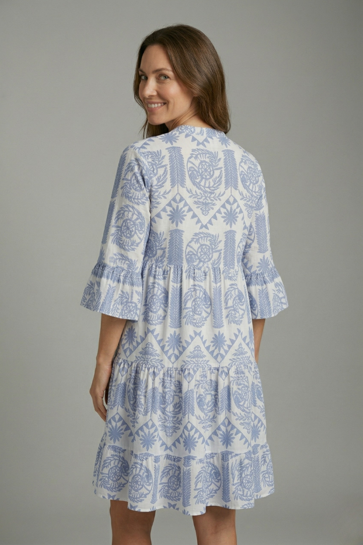 Mujer Vestido con de Cuello Redondo y Three Quarter mangas