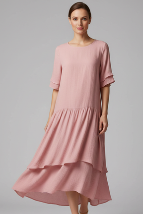 Women’s vestido con cuello redondo y manga corta