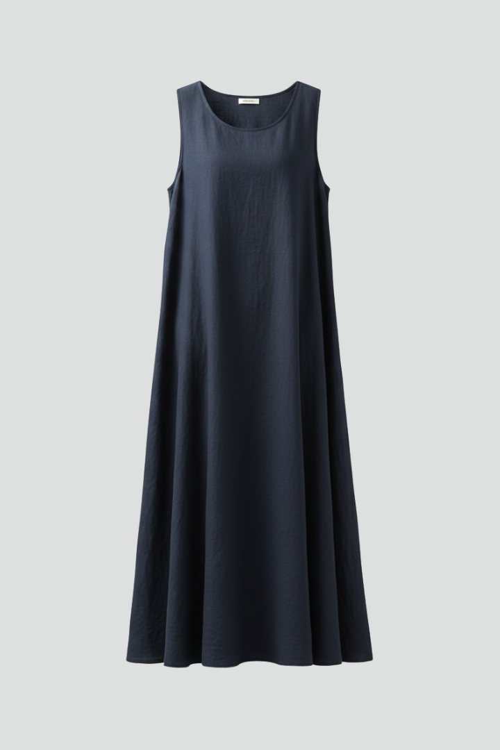 Women’s vestido con cuello redondo y bolsillos laterales