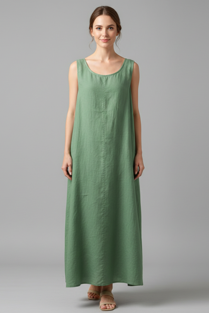 Women’s vestido con cuello redondo y bolsillos laterales
