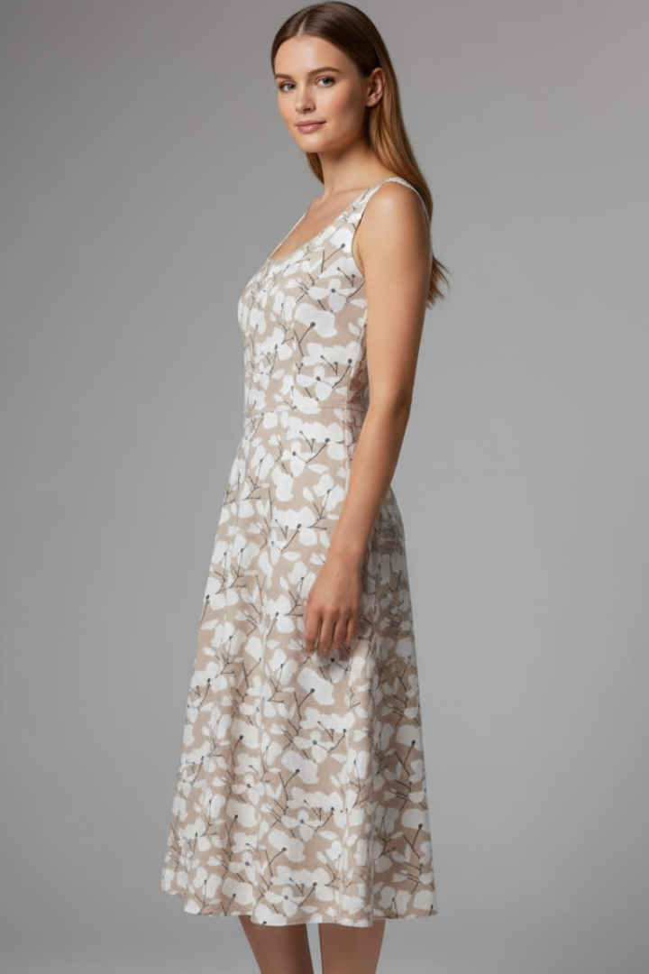 Mujer Vestido con de Cuello Redondoline y Sin Mangas Cut