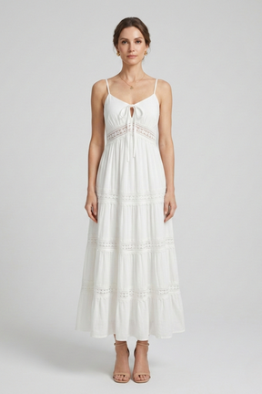 Mujer Vestido con Spaghetti Straps y Tiered Falda