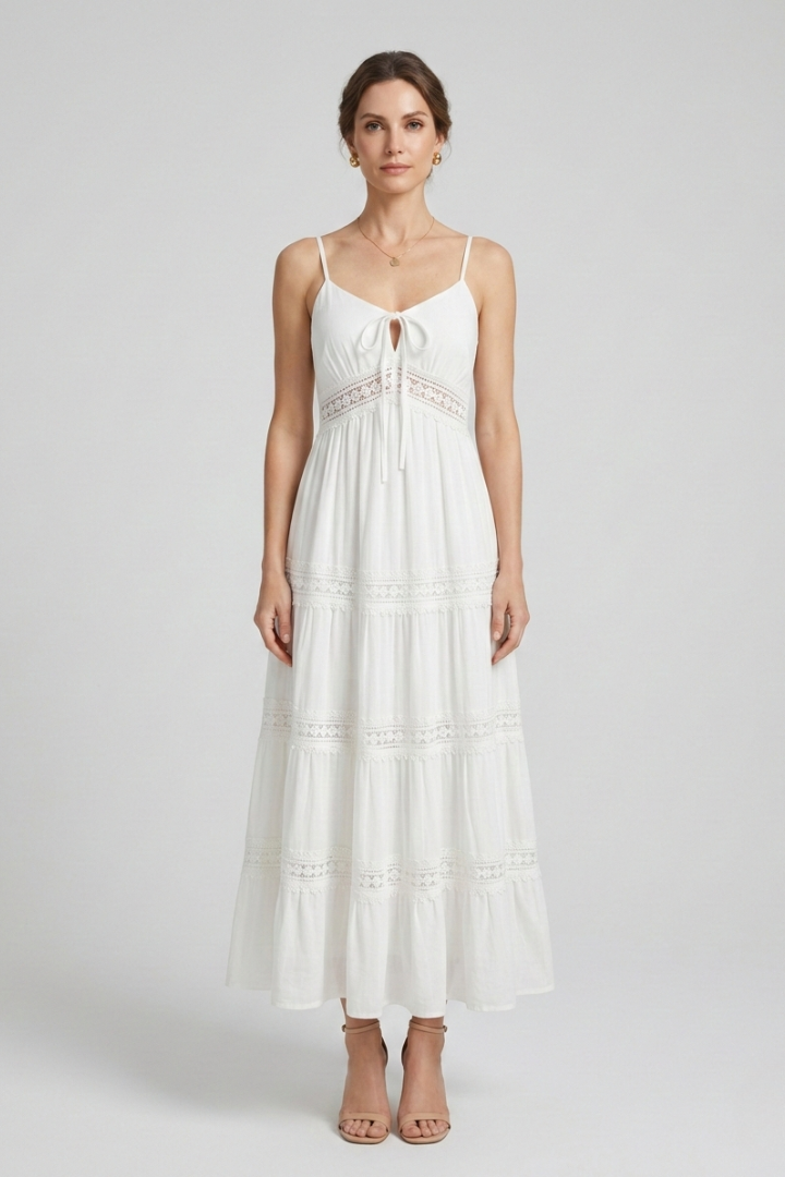 Mujer Vestido con Spaghetti Straps y Tiered Falda