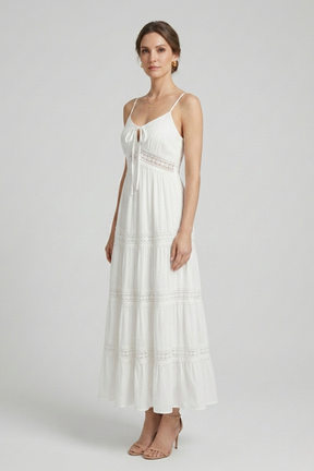 Mujer Vestido con Spaghetti Straps y Tiered Falda