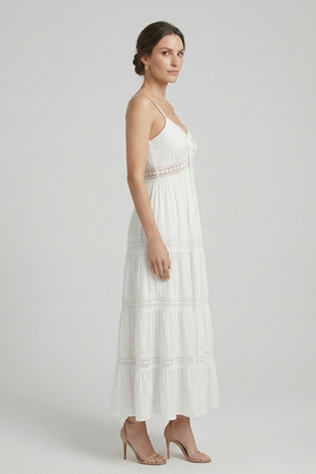 Mujer Vestido con Spaghetti Straps y Tiered Falda
