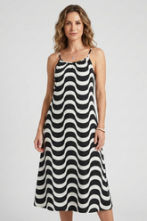 Mujer Vestido con Spaghetti Straps y Wave estampado