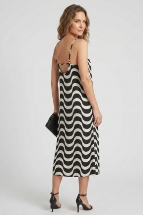 Mujer Vestido con Spaghetti Straps y Wave estampado