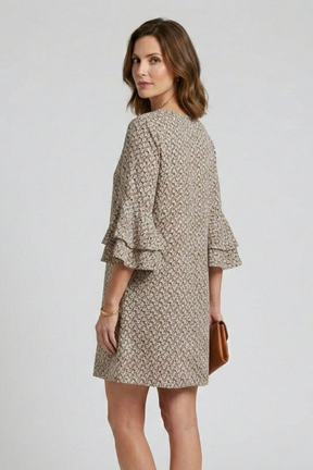 Mujer Vestido con de Cuello en V y Flared mangas