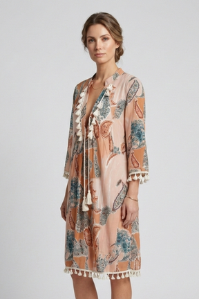Mujer Vestido con de Cuello en V y Ruffle Trim