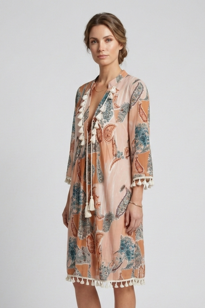 Mujer Vestido con de Cuello en V y Ruffle Trim