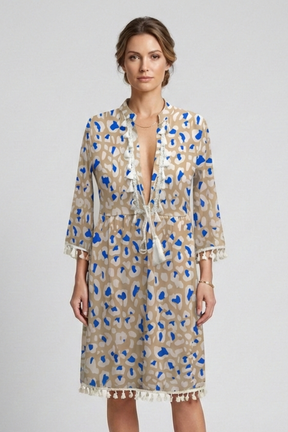 Mujer Vestido con de Cuello en V y Ruffle Trim