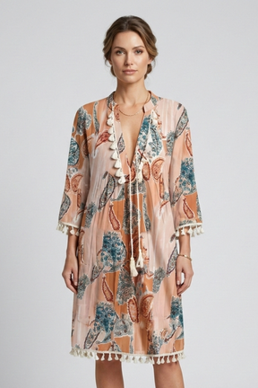 Mujer Vestido con de Cuello en V y Ruffle Trim