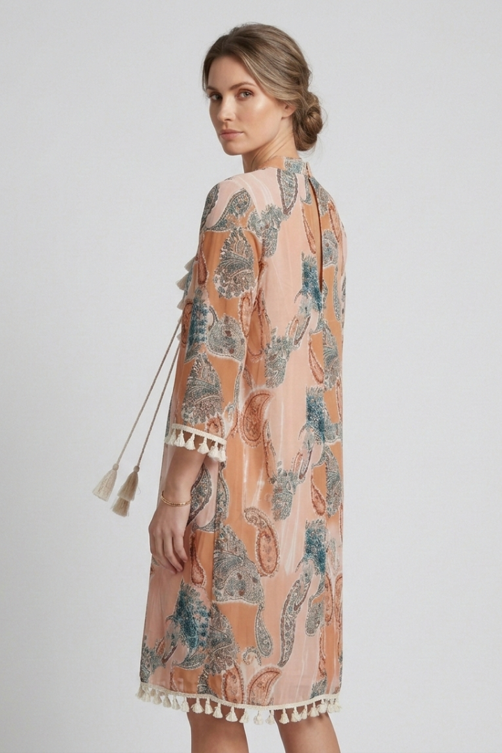 Mujer Vestido con de Cuello en V y Ruffle Trim