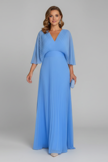 Mujer Vestido con de Cuello en Vline y Plisado Maxi Falda