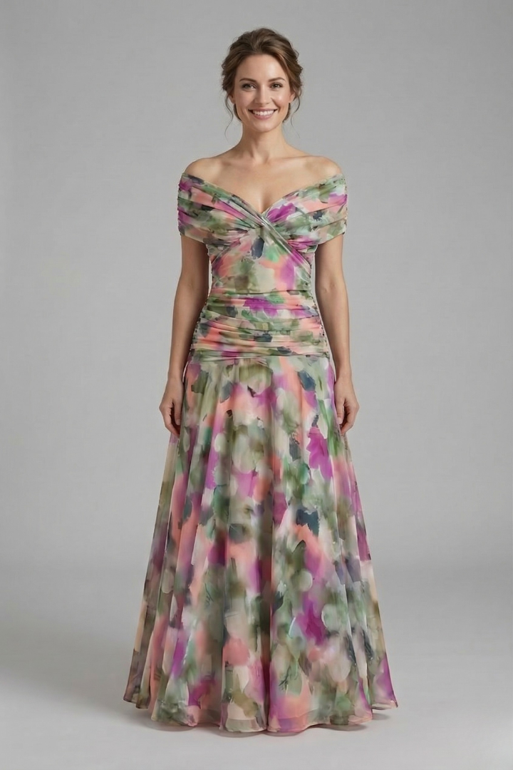 Mujer Vestido con cuello en V y Draped Bodice